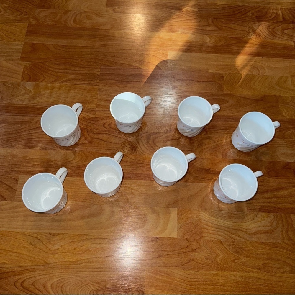 Vtg Corelle Corning English Meadow Set Of 8 Floral Swirl Coffee Mugs/Cups USA - Picture 8 of 16